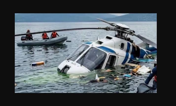Cinco personas son rescatadas tras caída de helicóptero en Atitlán