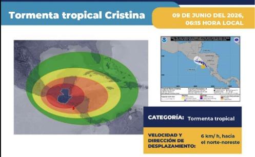 Cristina está frente a Nicaragua y generará lluvias en Guatemala