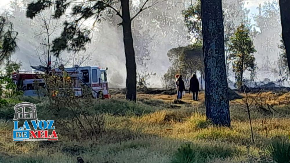 Incendio de pasto genera columna de humo en área verde de seminario
