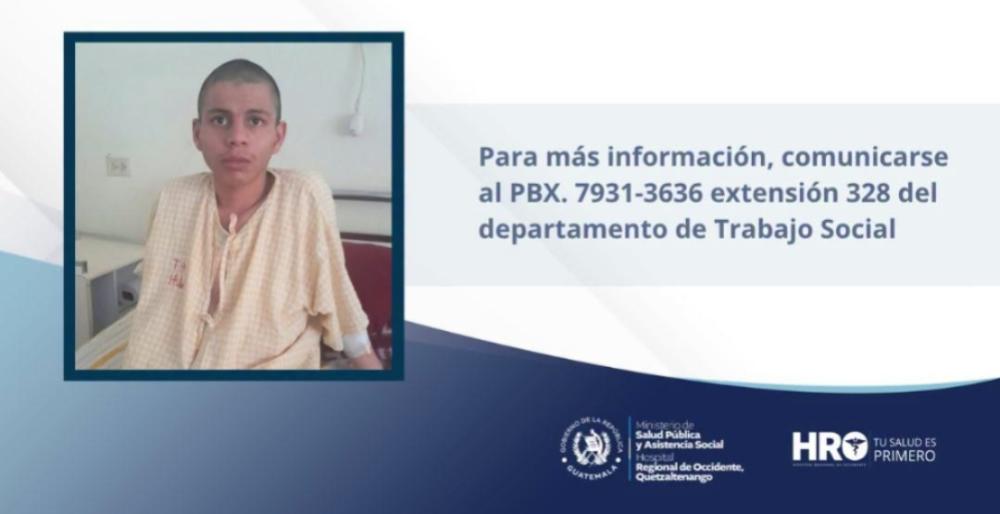 Hospital Regional de Occidente busca a familiares de paciente
