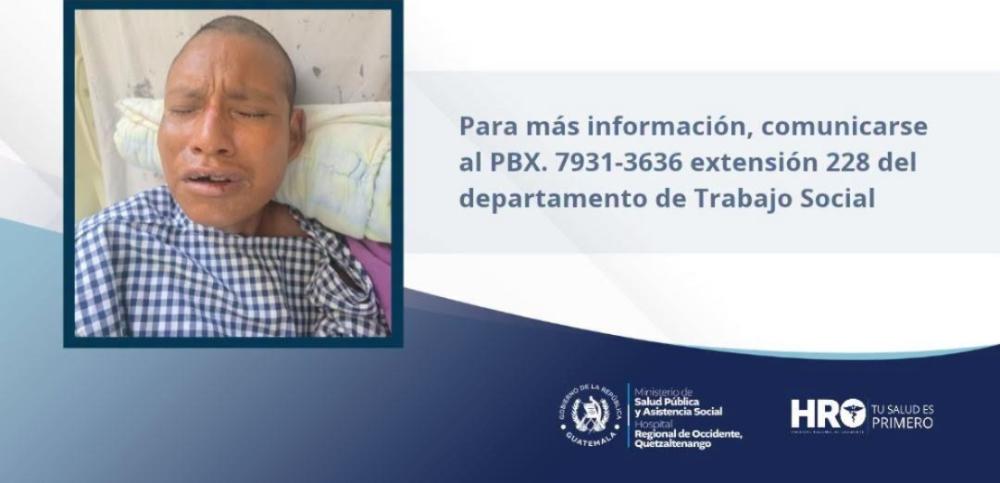 HRO solicita localizar a familiares de paciente no vidente
